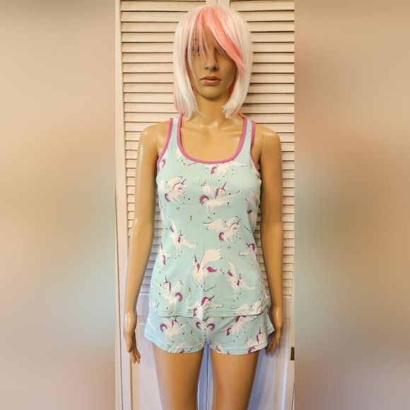 munki munki Mint and Pink Unicorn Pajama Set XS - Picture 1 of 5